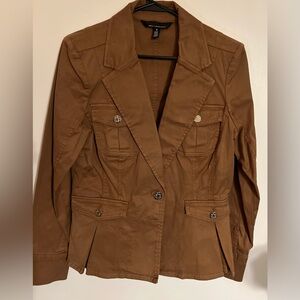 NWOT White House Black Market Casual  Blazarette Jacket Women's M Glazed Praline